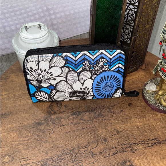 Vera Bradley Black and Blue Floral Wallet - Picture 1 of 3